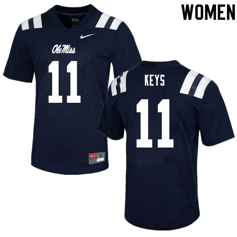 Women #11 Austin Keys Ole Miss Rebels College Football Jerseys Sale-Navy